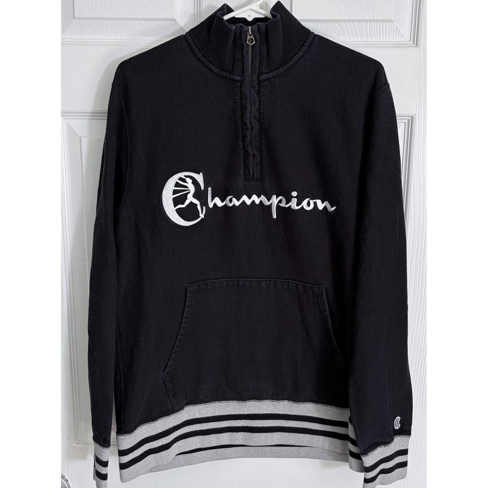 Champion x Todd Snyder Sweatshirt L Black Quarter Zip Embroidered Logo Canada